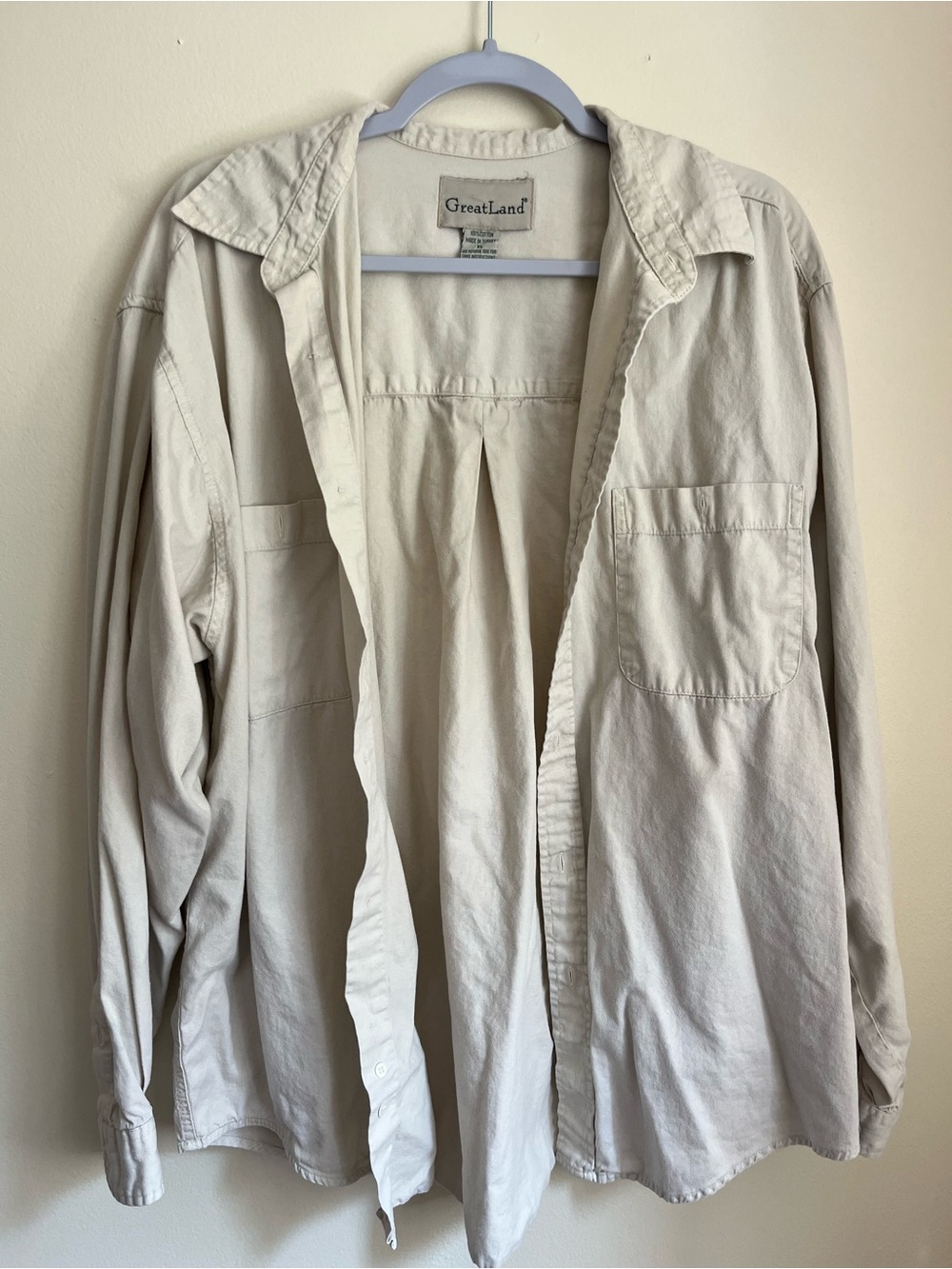 GreatLand Men's Casual Button-Down Shirt in Cream